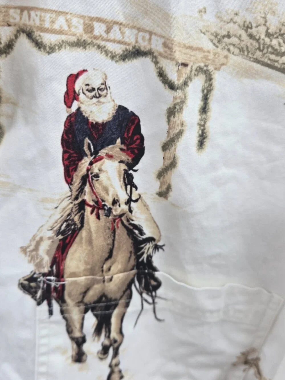 Vintage Bit & Bridle Western Christmas Santa Button Down Shirt Size XL - Picture 6 of 12